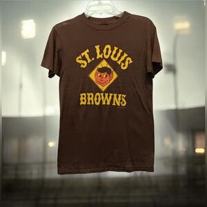 RARE Vintage St. Louis Browns T-Shirt Hanes USA Soft Thin Graphic Retro Mascot T